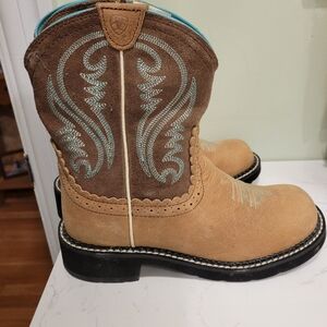 Ariat Fatbaby Turquoise/Brown Multi Cowboy Boots- Size 6.5B